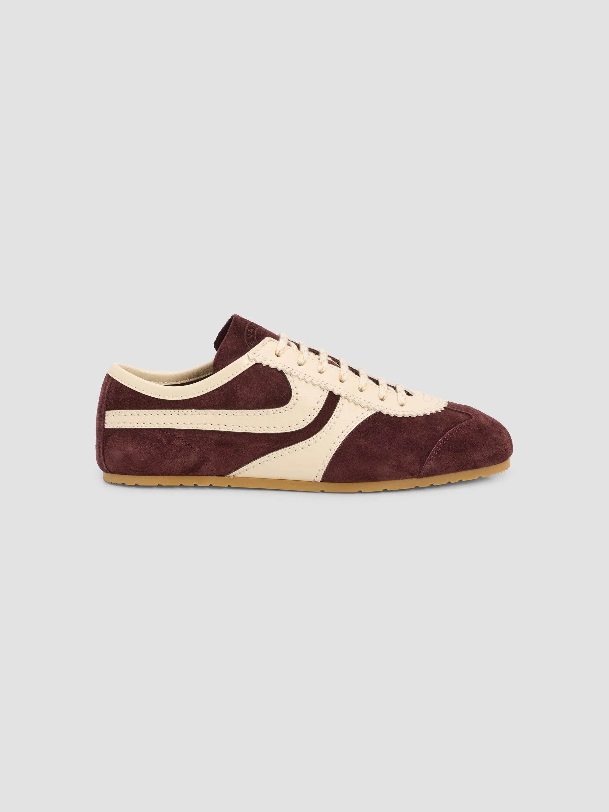 Women's Suede & Leather Low-Top Sneakers - Dark Purple - 1