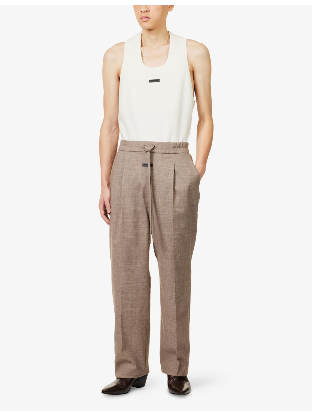 Drawstring Straight-Leg Wool Trousers - 2