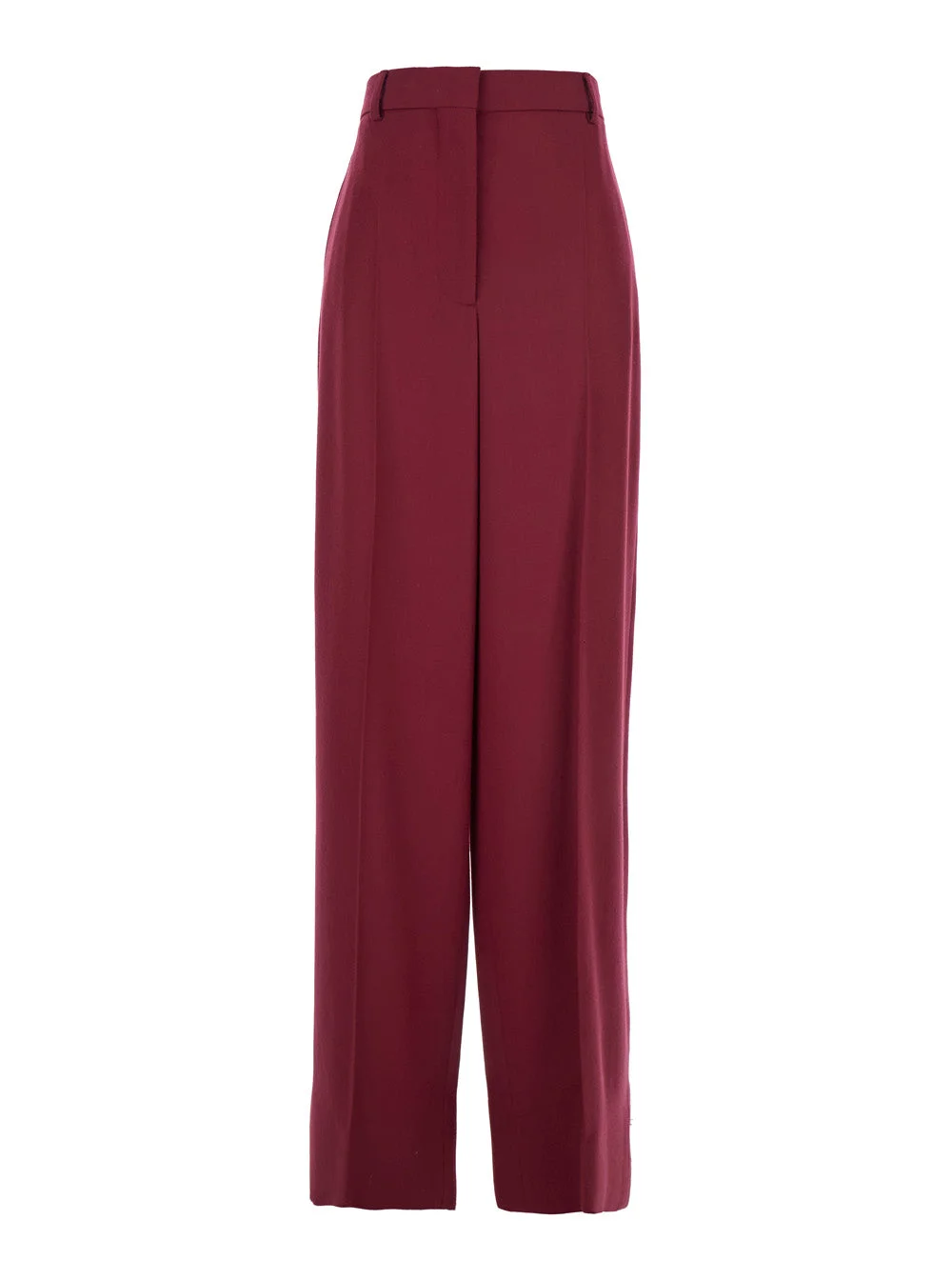 Bordeaux Pants with Concealed Closure on the Front in Wool Woman Trousers - 1