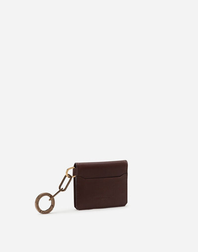 Dolce & Gabbana Calfskin card holder with ring and heat-stamped logo outlook