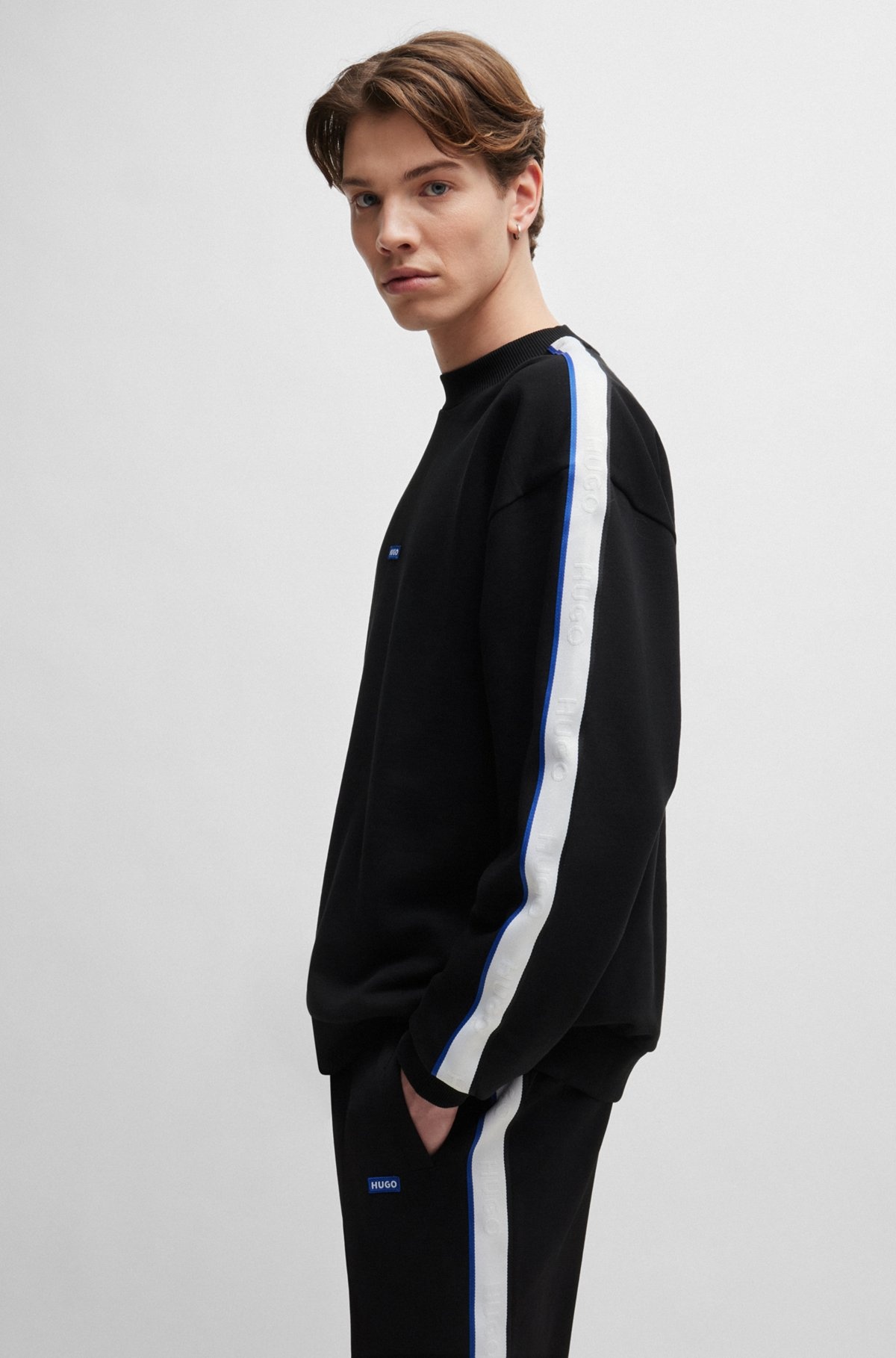 COTTON-TERRY SWEATSHIRT WITH LOGO PATCH AND TAPE TRIMS - 3
