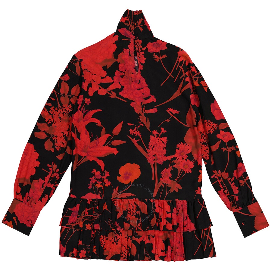 Valentino Floral Print Pleated Trim Blouse - 2