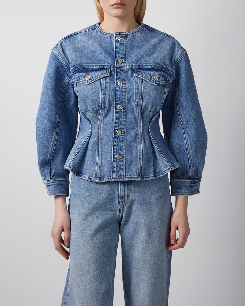 FRAME Jacket The Nipped Collarless Light blue wash outlook