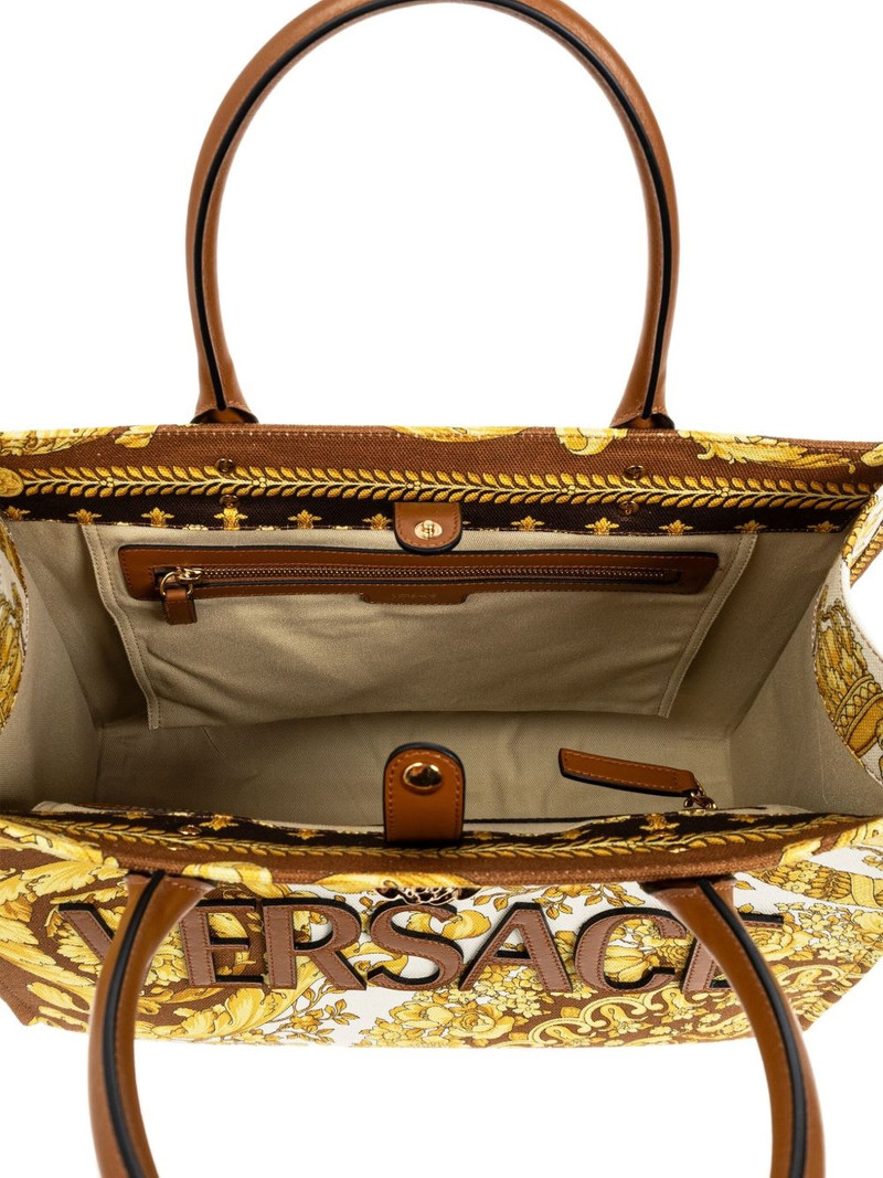 baroque-print logo-appliqué tote bag 4