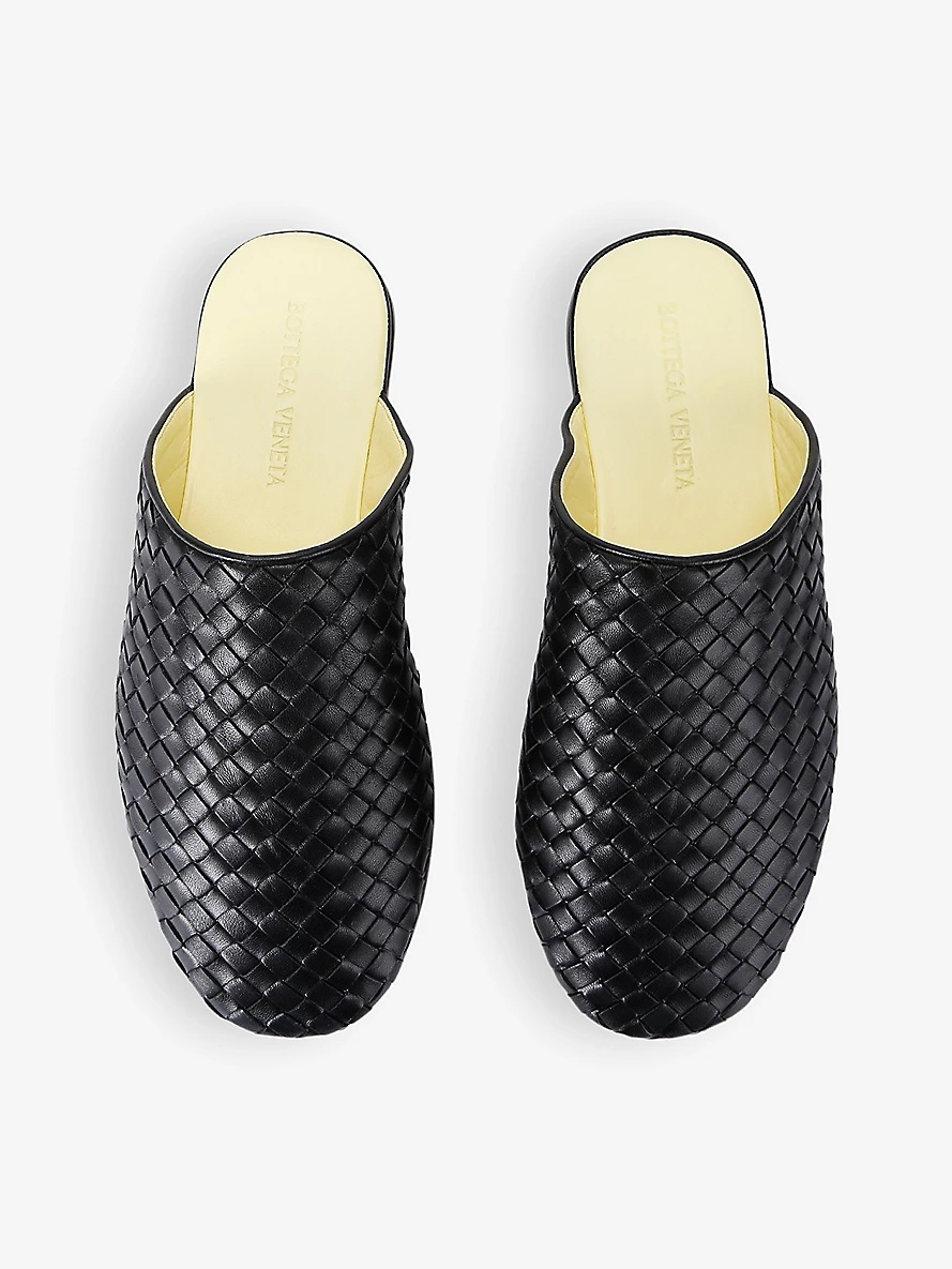 Intrecciato-weave slip-on leather mules - 2