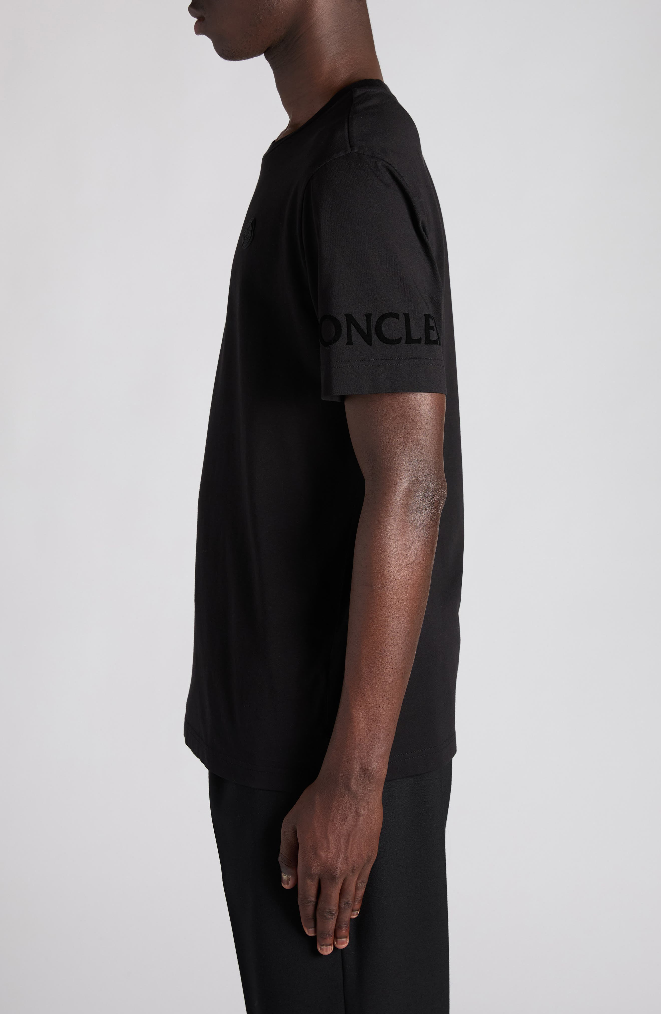 Moncler Logo Patch Cotton T-Shirt in Black at Nordstrom - 4