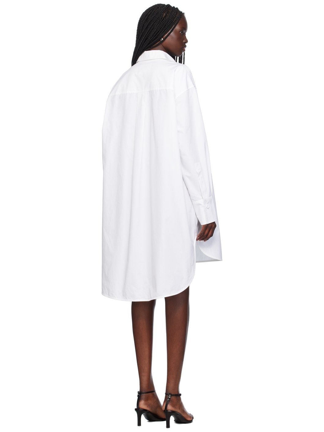 White Button-Up Midi Dress - 3
