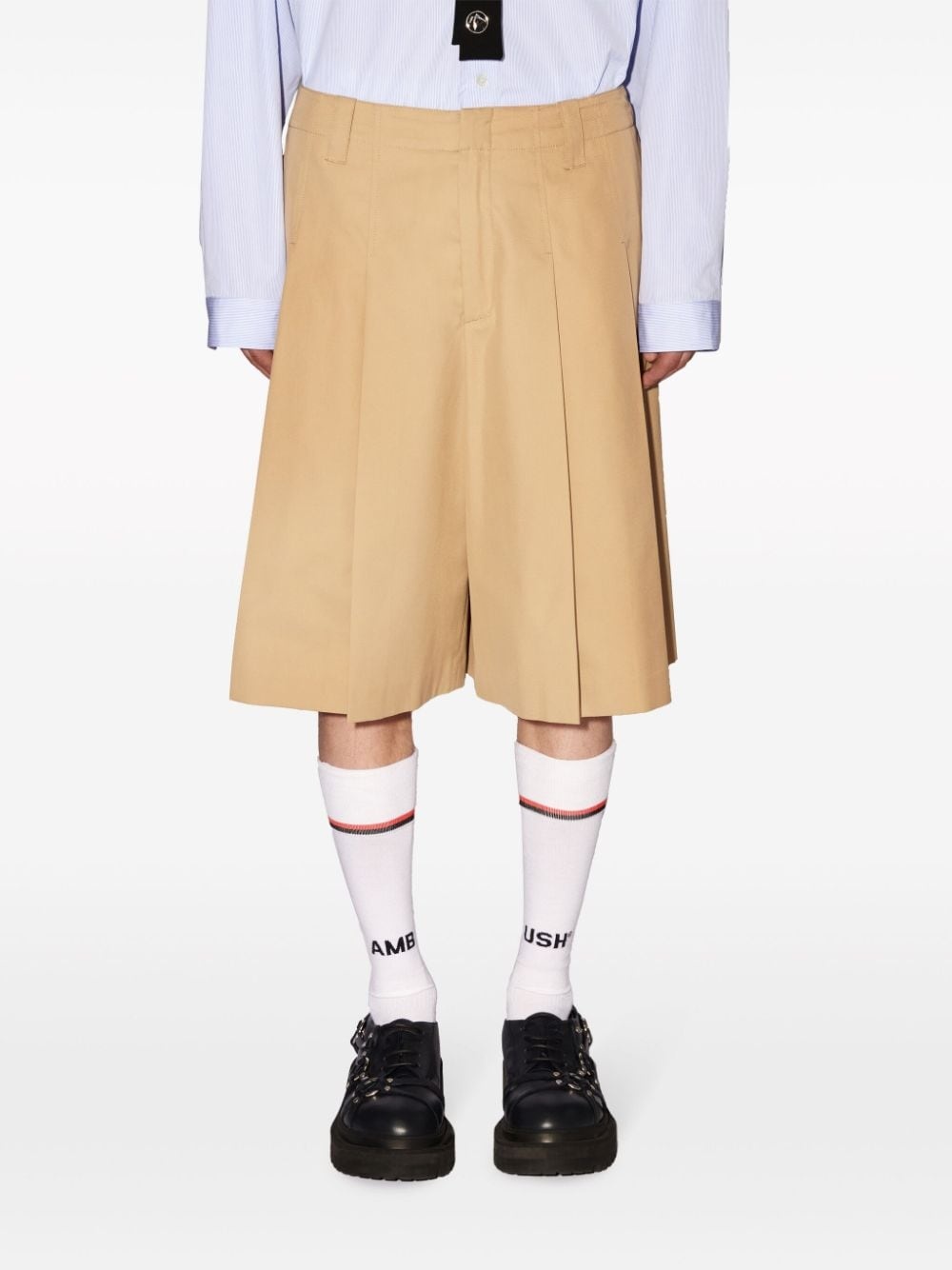 pleated cotton shorts - 3