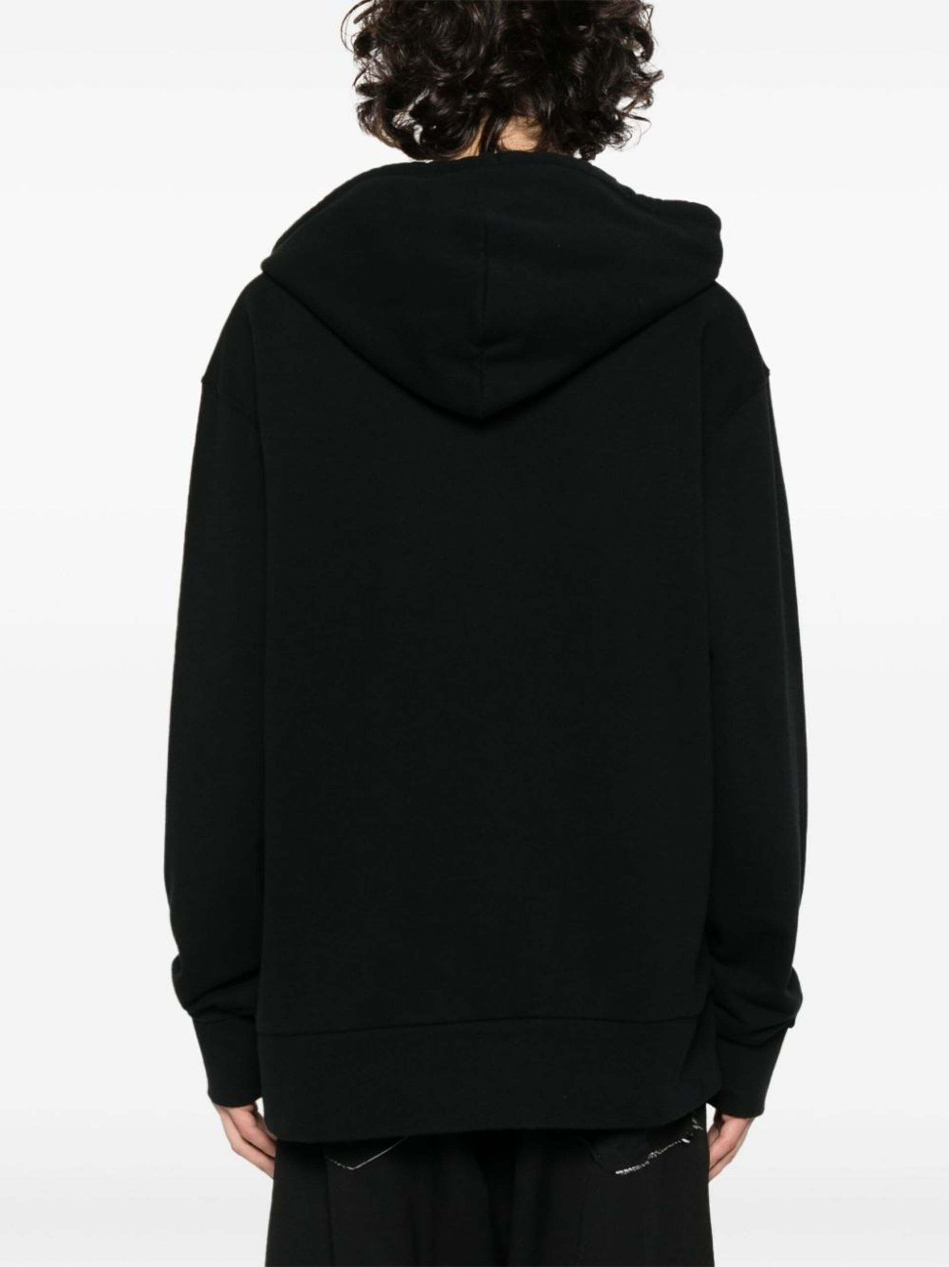 Black Logo-Embroidered Cotton Hoodie - 4