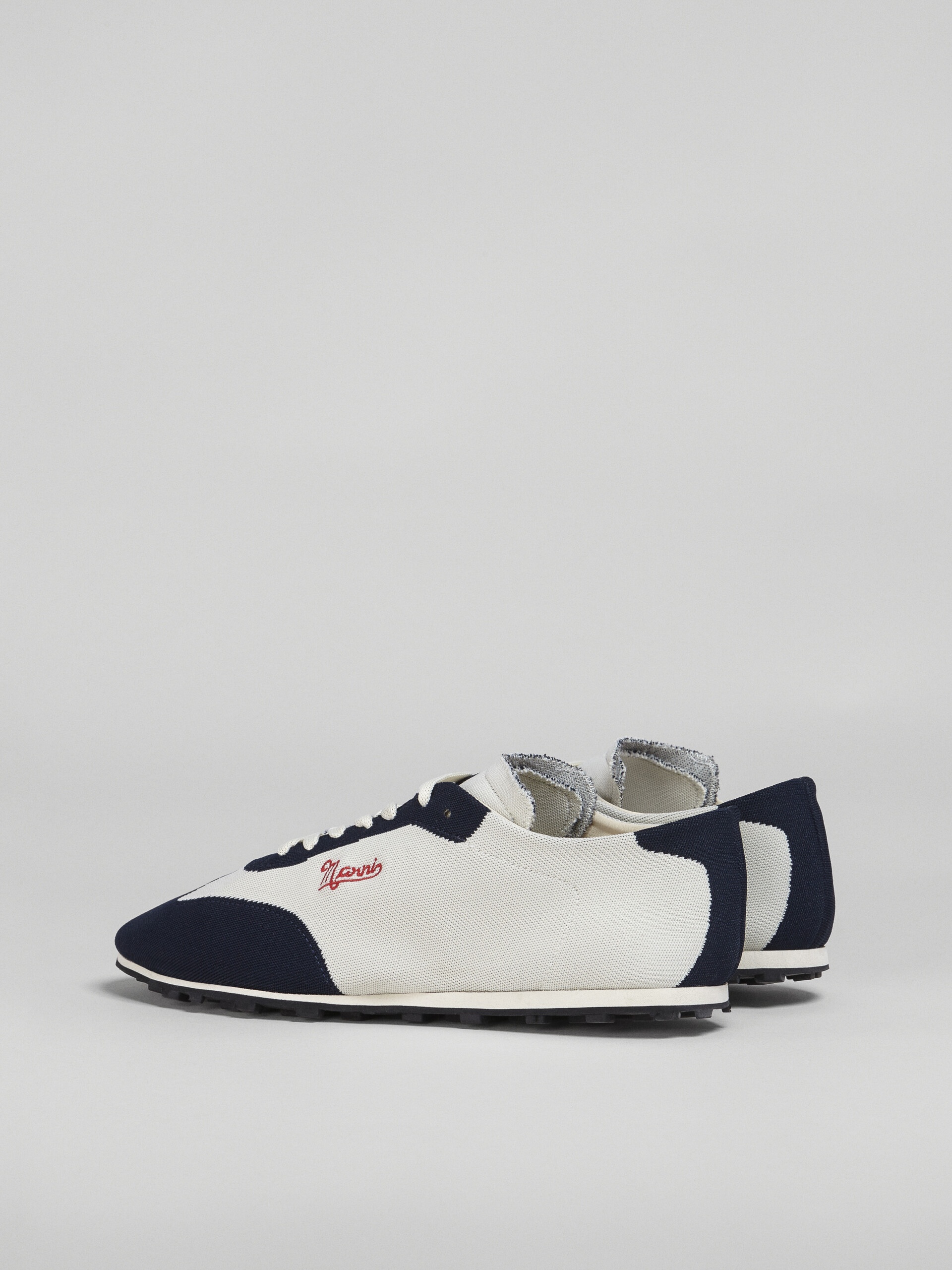 BEIGE AND BLUE STRETCH JACQUARD PEBBLE SNEAKER - 3
