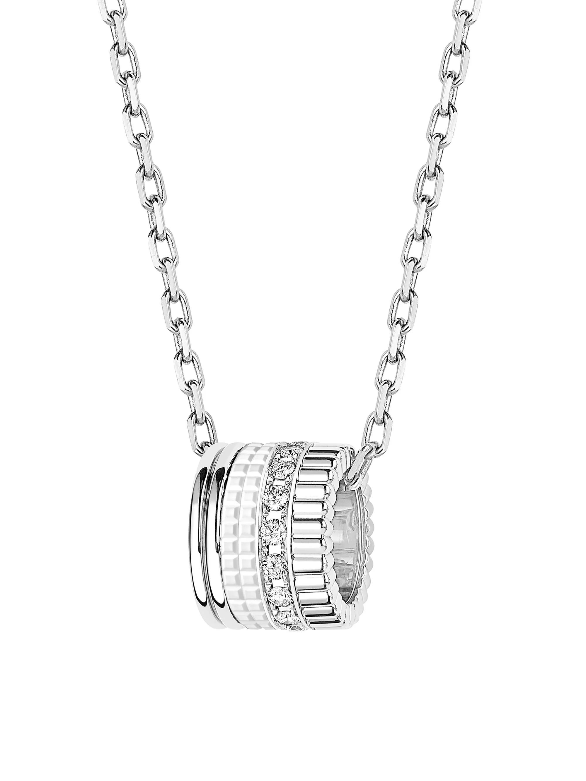 Women's Quatre White Edition 18K White Gold, HyCeram & 0.24 TCW Diamond Pendant Necklace - White Gol - 1