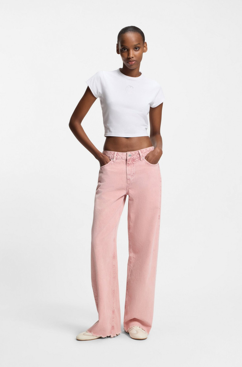 HUGO STRETCH-COTTON T-SHIRT WITH RHINESTONE HAPPY HUGO outlook