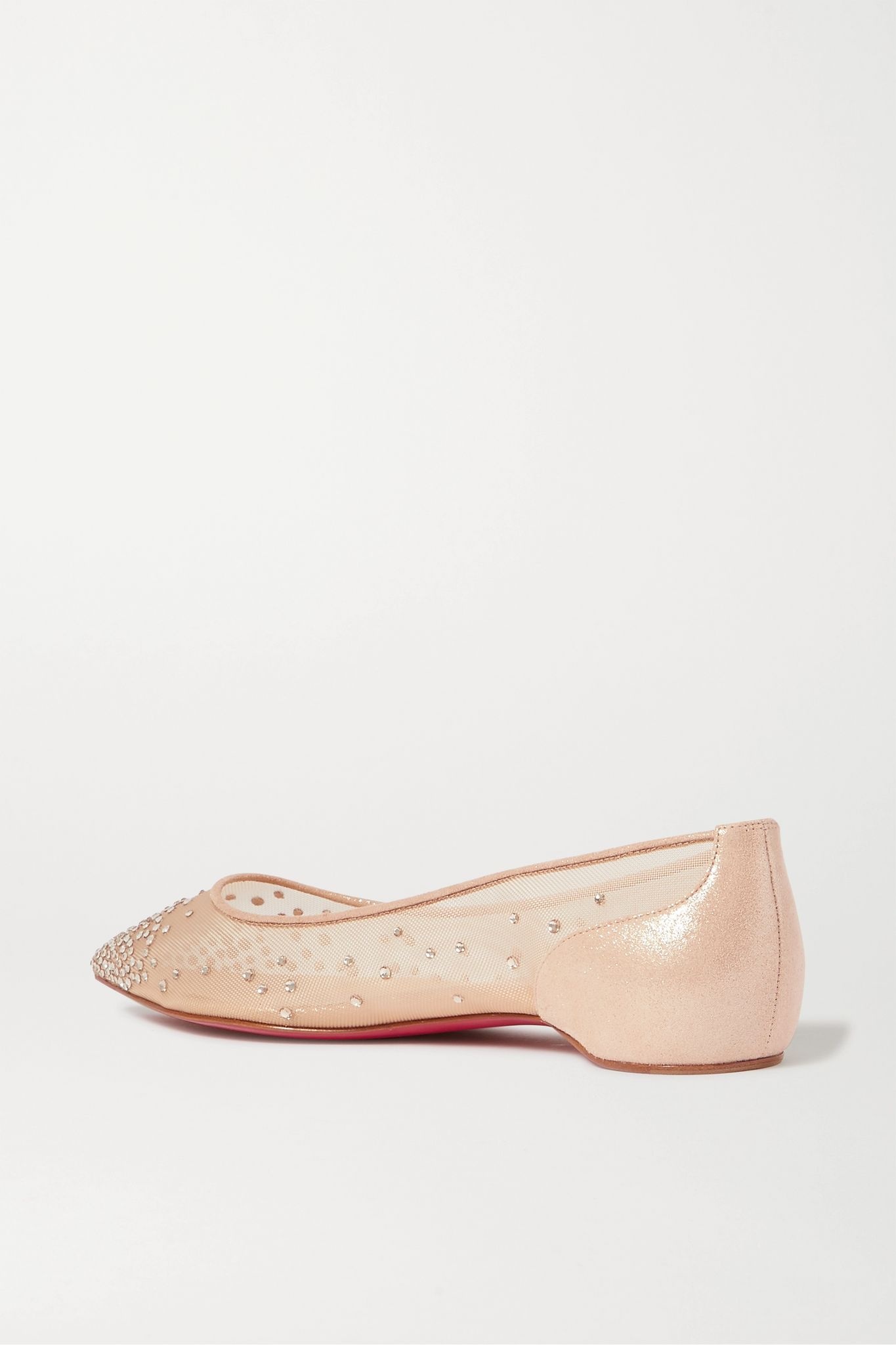 Follies Swarovski crystal-embellished mesh and lamé point-toe flats - 4