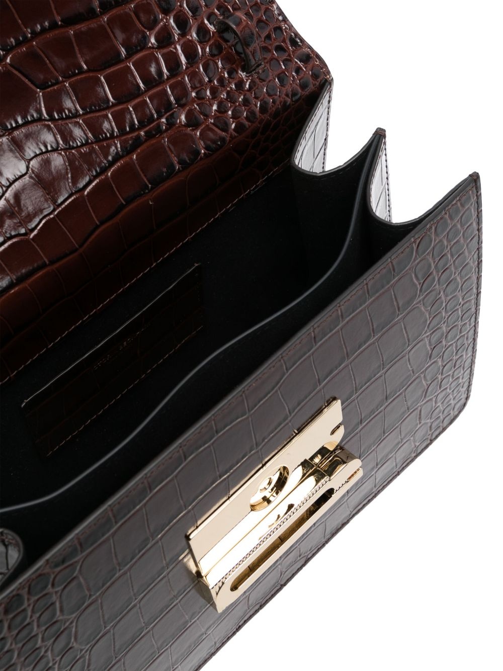 embossed-crocodile shoulder bag - 5