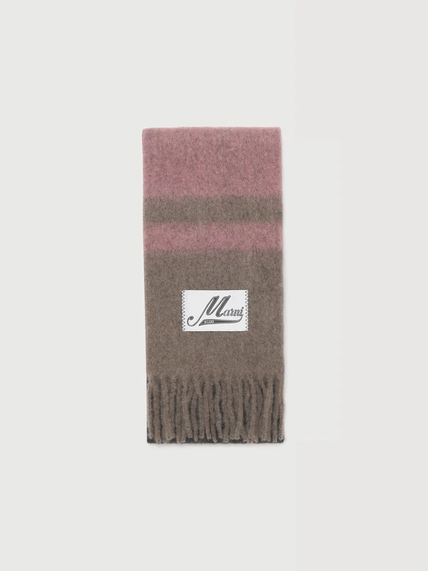 PINK STRIPED ALPACA-MOHAIR SCARF - 1