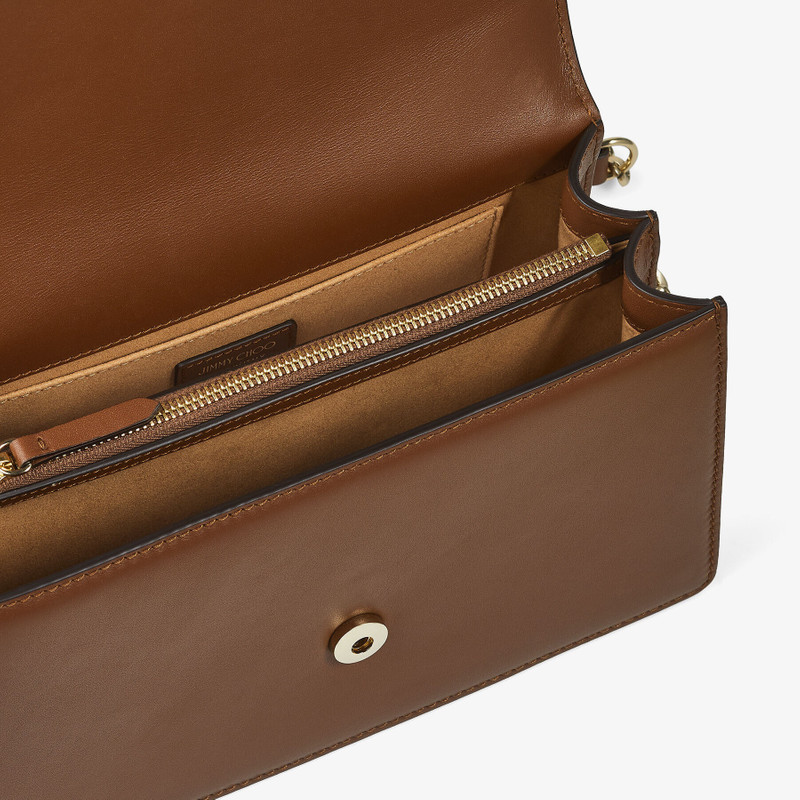 Varenne Shoulder
Dark Tan Fine Shiny Calf Leather Shoulder Bag with Light Gold JC Emblem 3