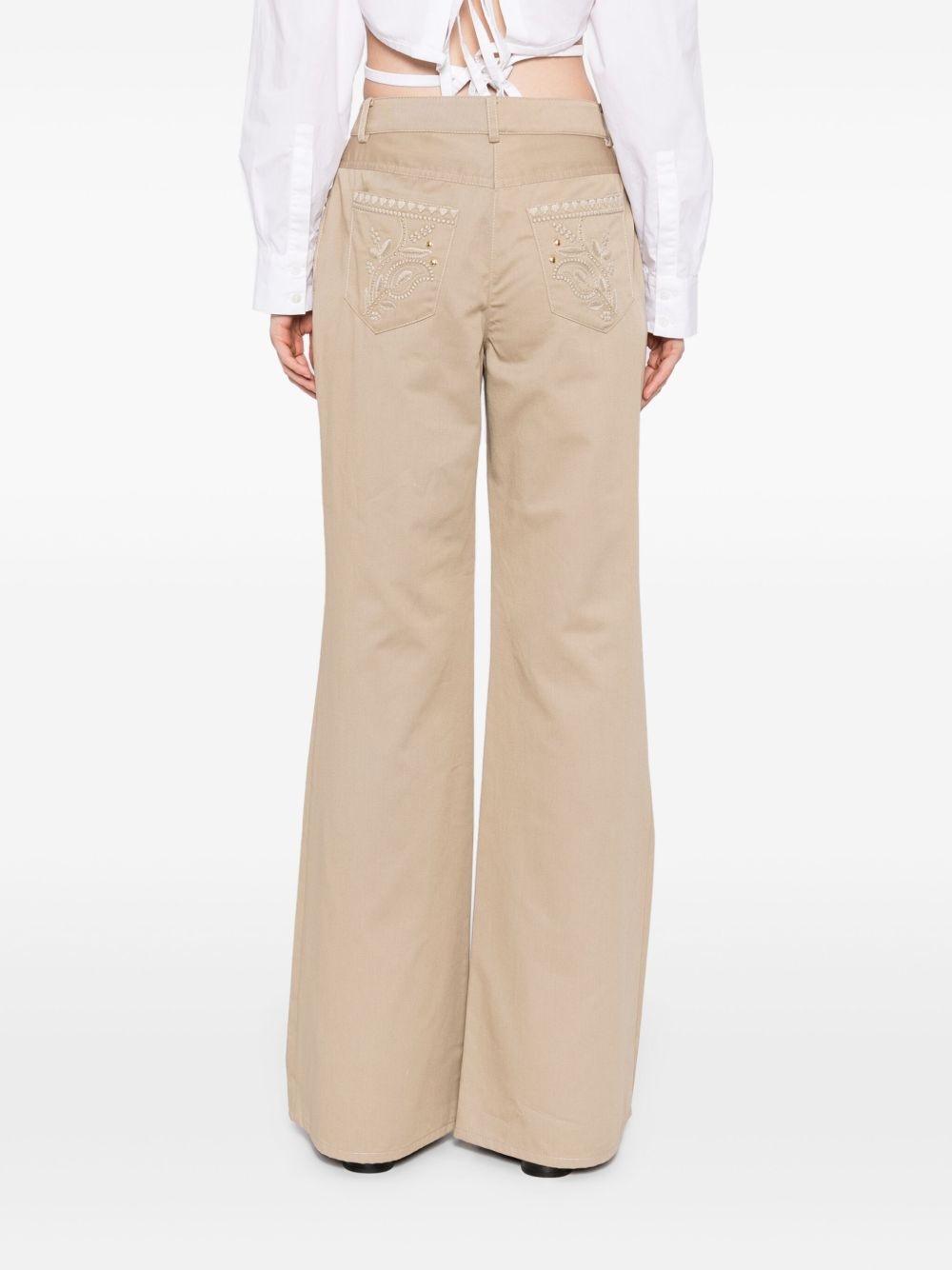 embroidered gabardine pants - 4