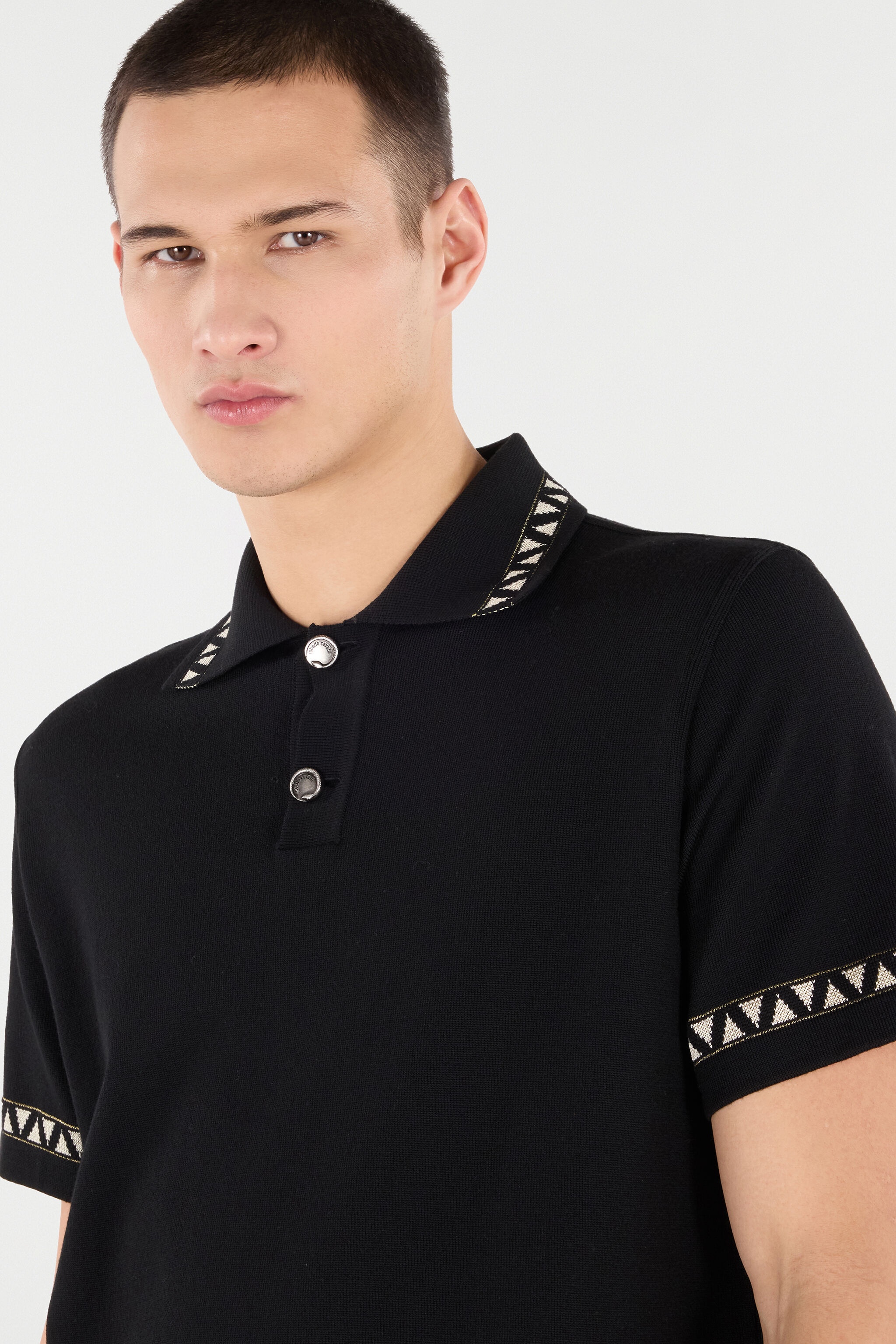 Knitted Polo Shirt With Jacquard Pattern - 7