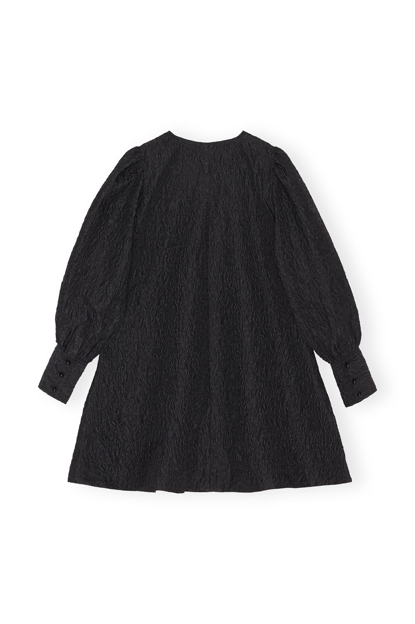 BLACK JACQUARD ORGANZA MINI DRESS - 7