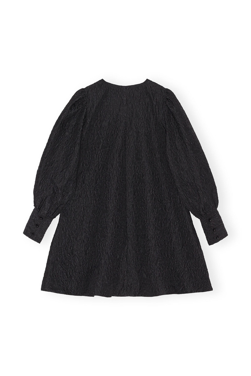 BLACK JACQUARD ORGANZA MINI DRESS 7