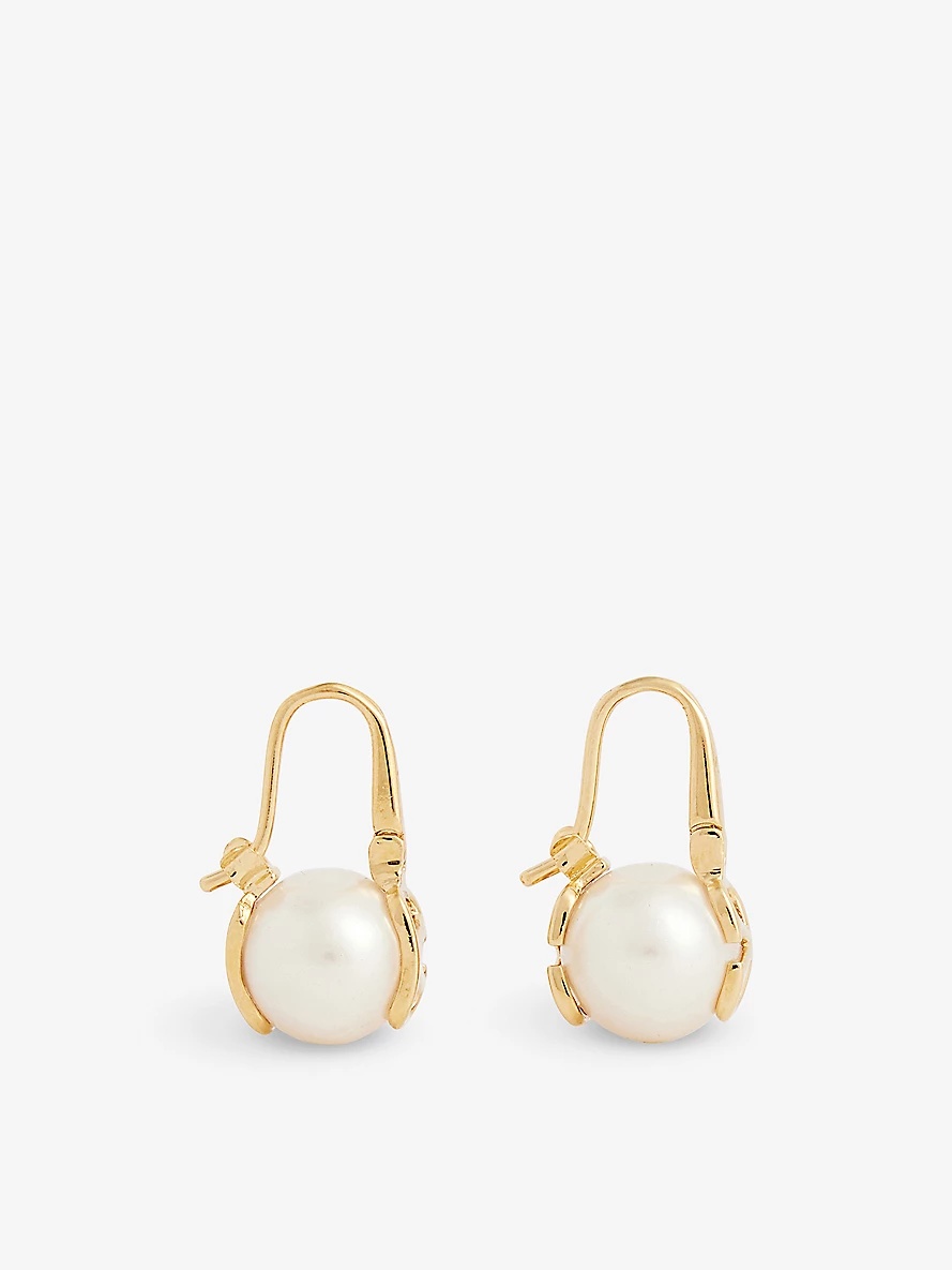 VLOGO gold-toned brass and pearl drop earrings - 2