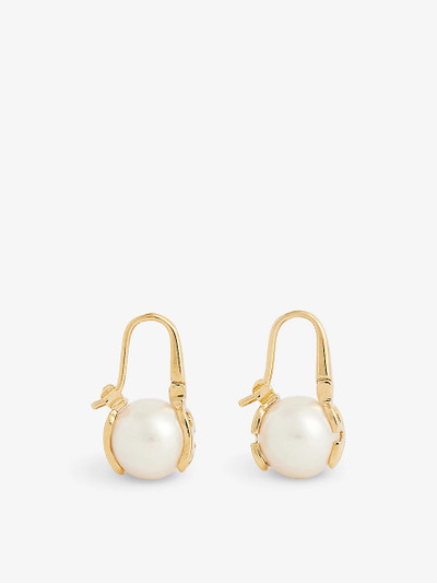 Valentino VLOGO gold-toned brass and pearl drop earrings outlook