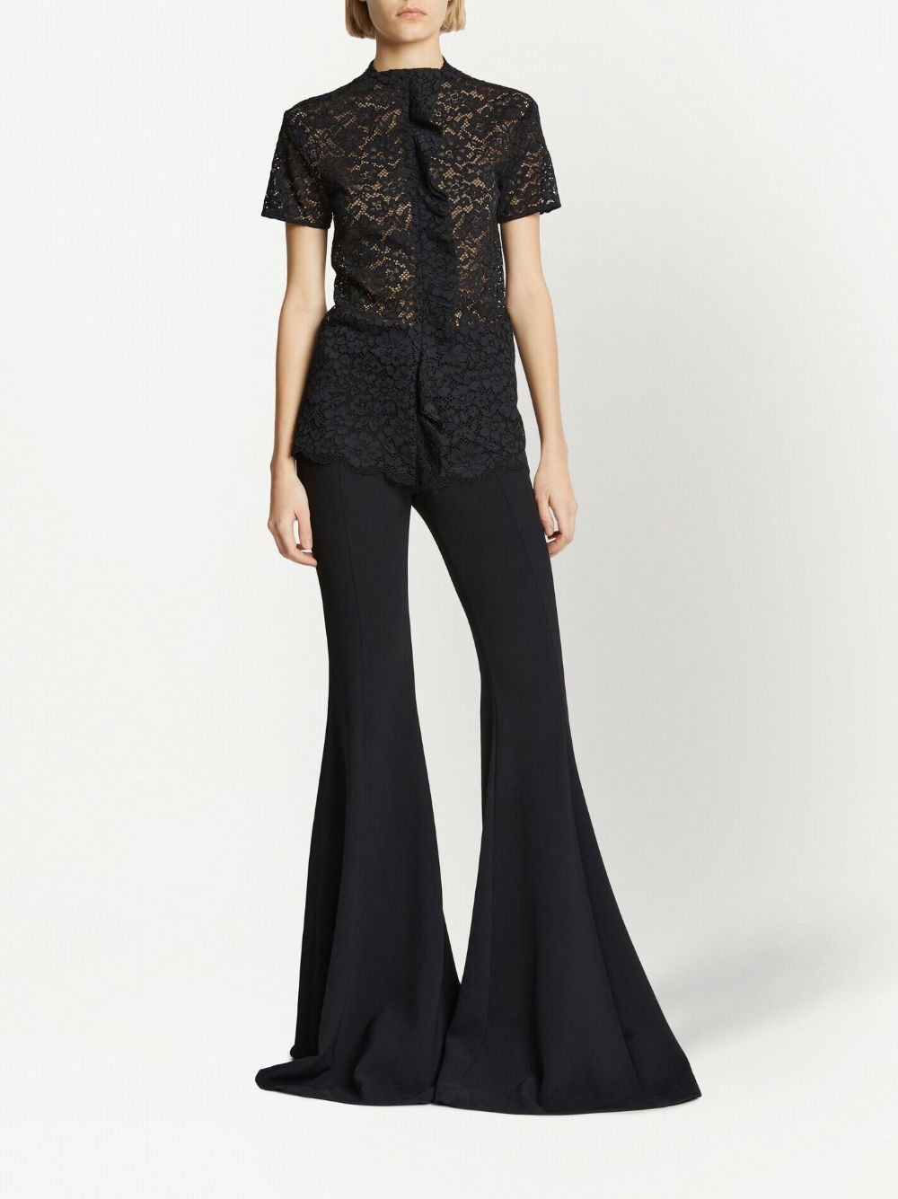 floral-lace short-sleeved top - 2