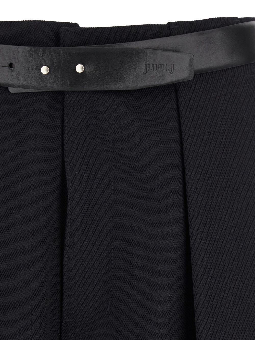 pleated-details belted trousers - 3