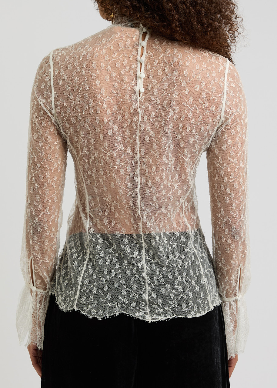 Chloe Floral-embroidered Sheer Tulle top - 3