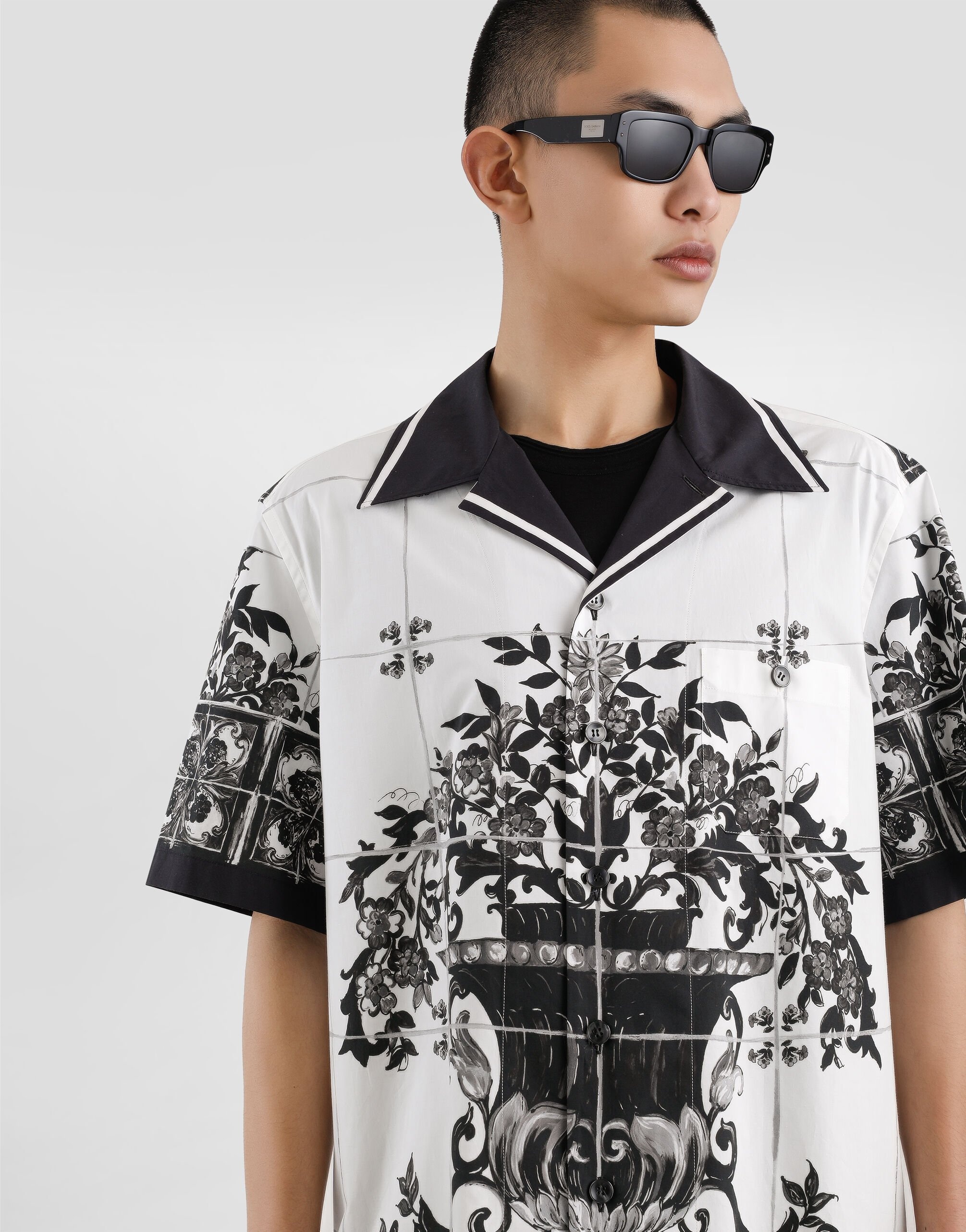 Majolica-print poplin hawaii shirt - 4