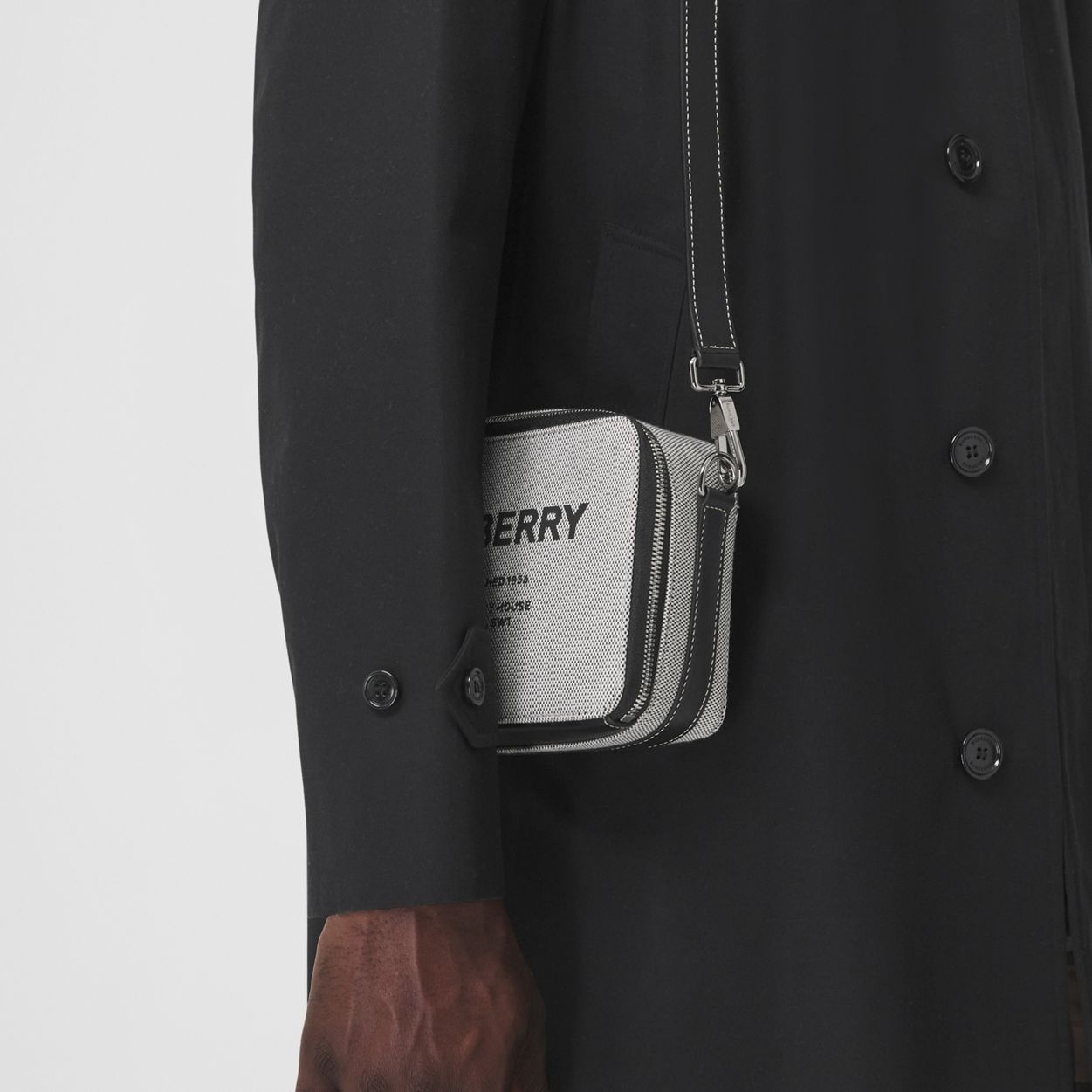 Horseferry Print Canvas and Leather Crossbody Bag - 9
