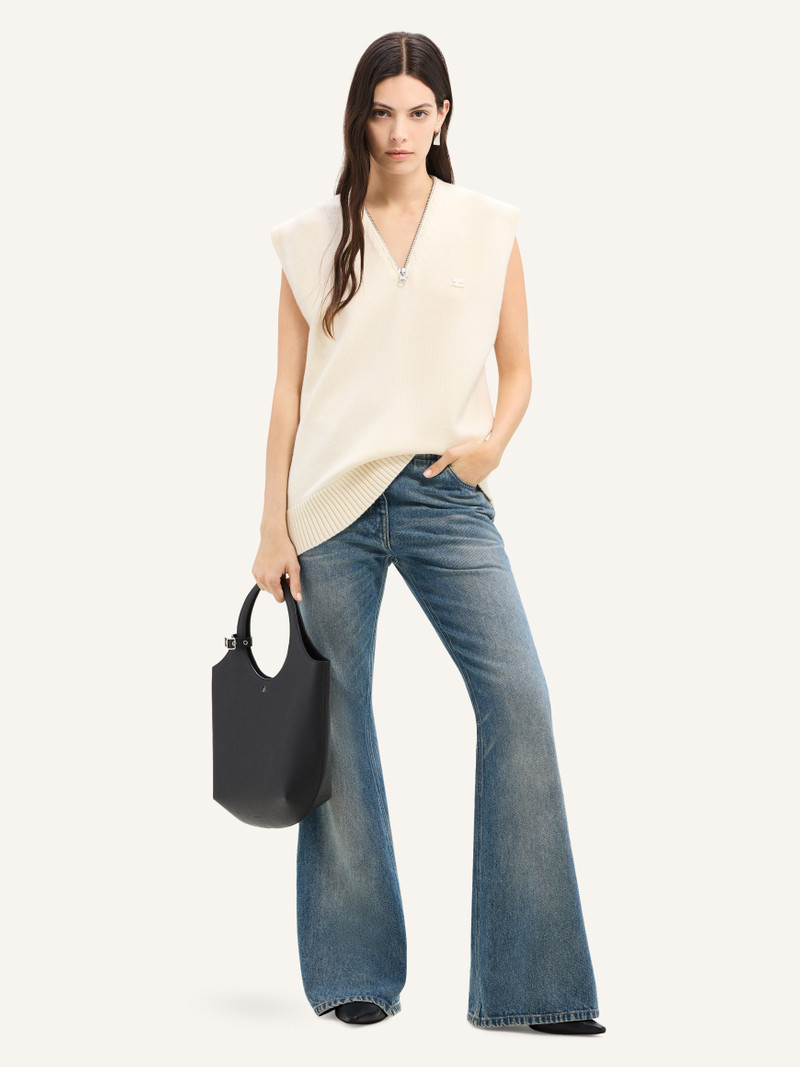ZIPPED V-NECK WOOL SWEATER 3