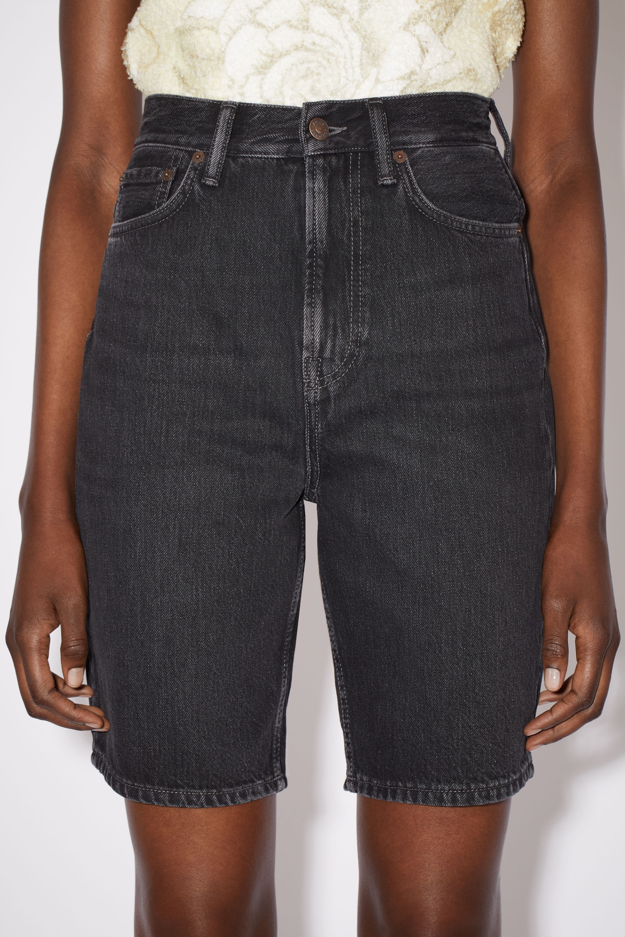 Organic denim shorts - Black - 5