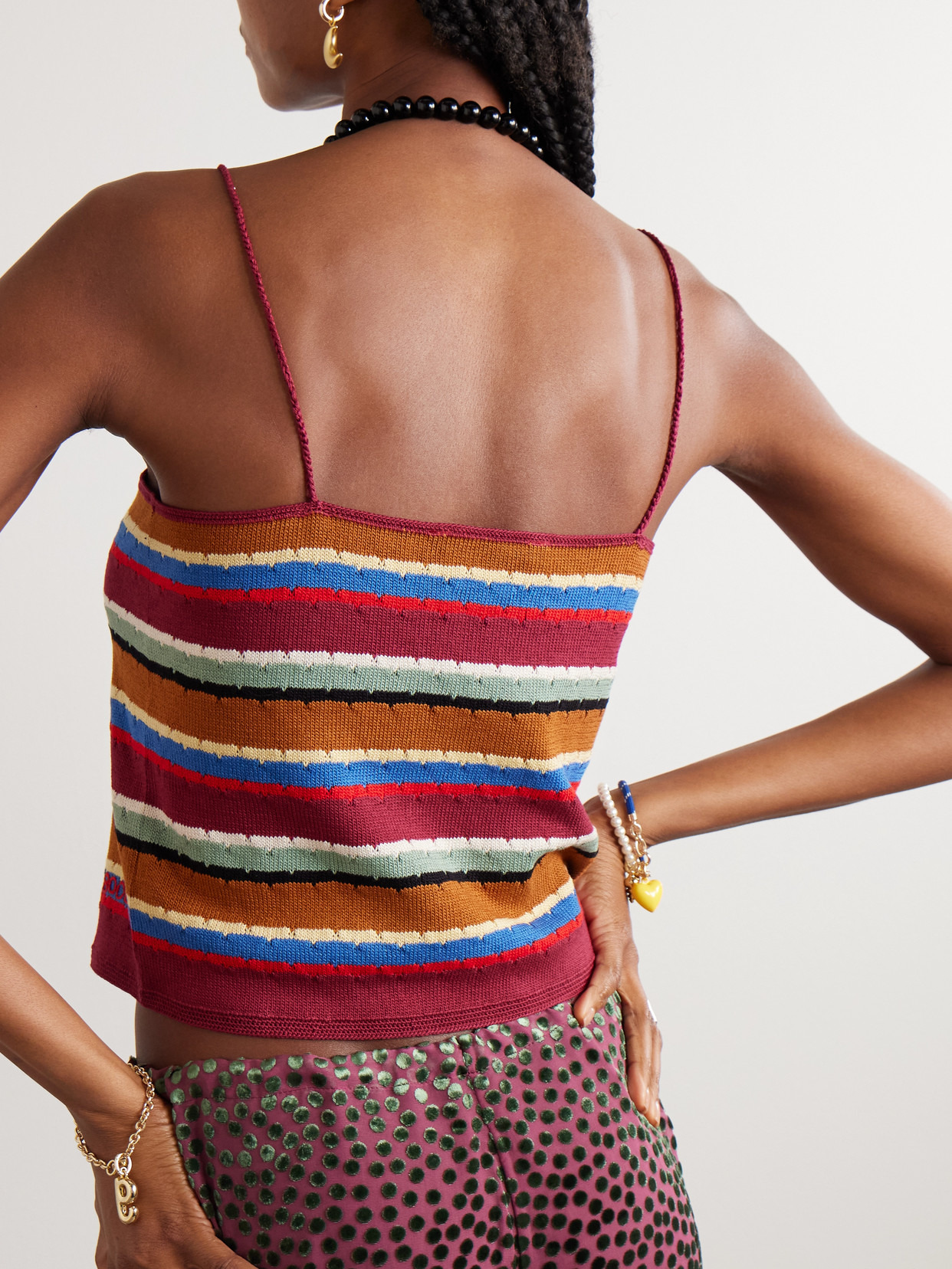 Starkey Embroidered Striped Cotton Camisole - 3