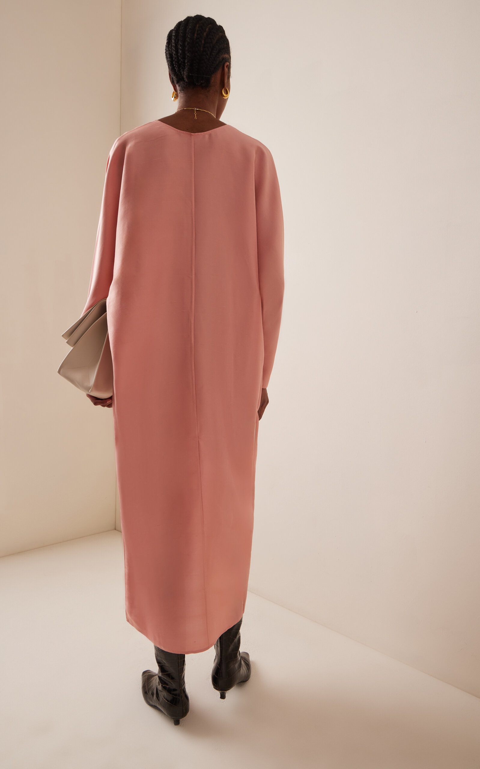 Lucine Structured Silk Maxi Dress light pink - 4