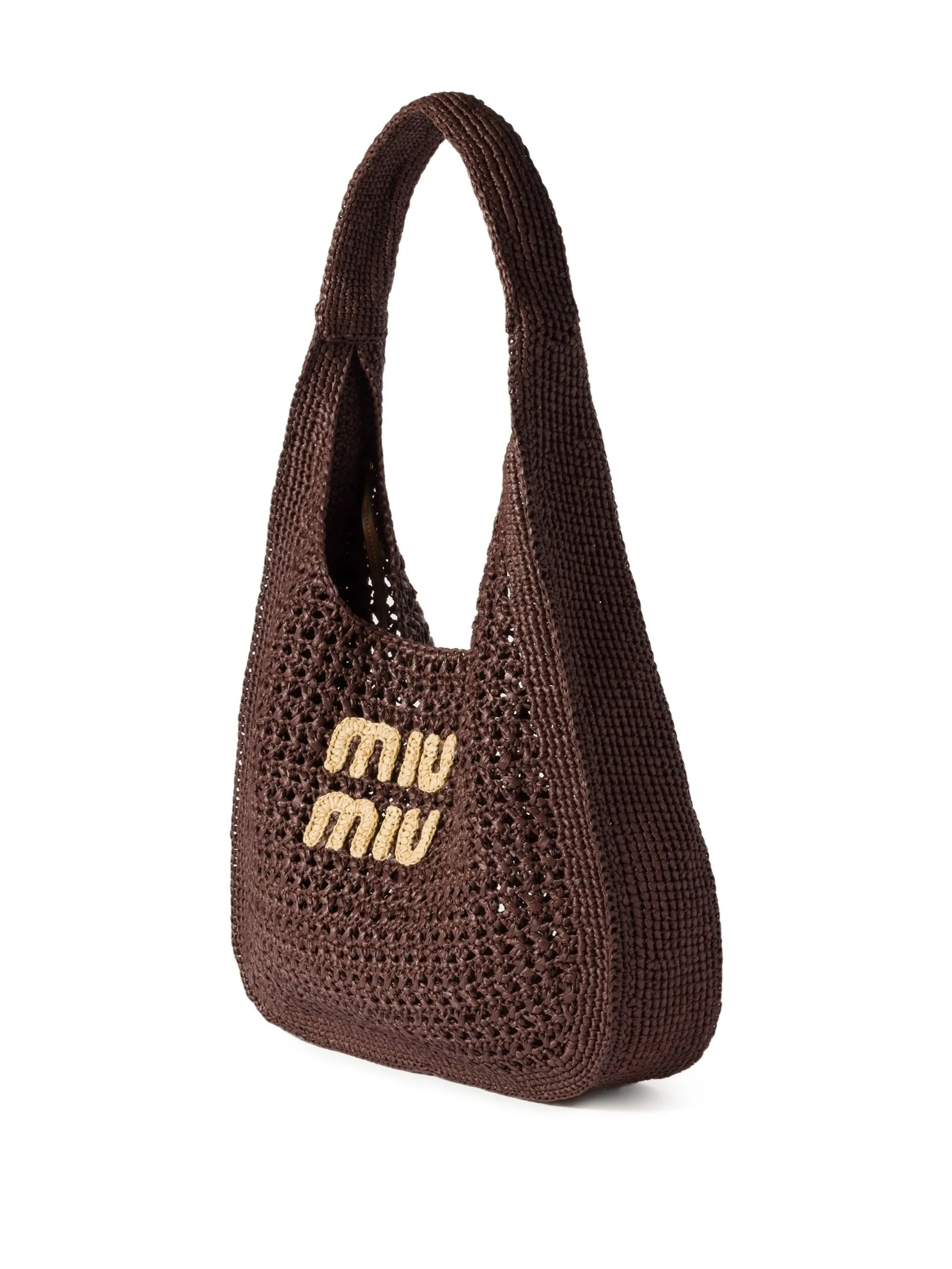 Miu Miu Raffia-effect Woven Shoulder Bag - 5