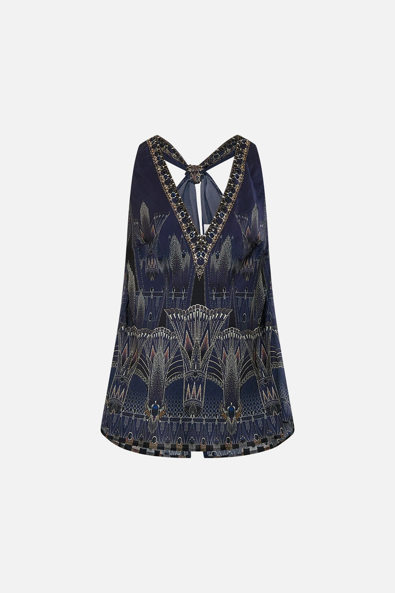V NECK TOP WITH KNOT BACK - 1