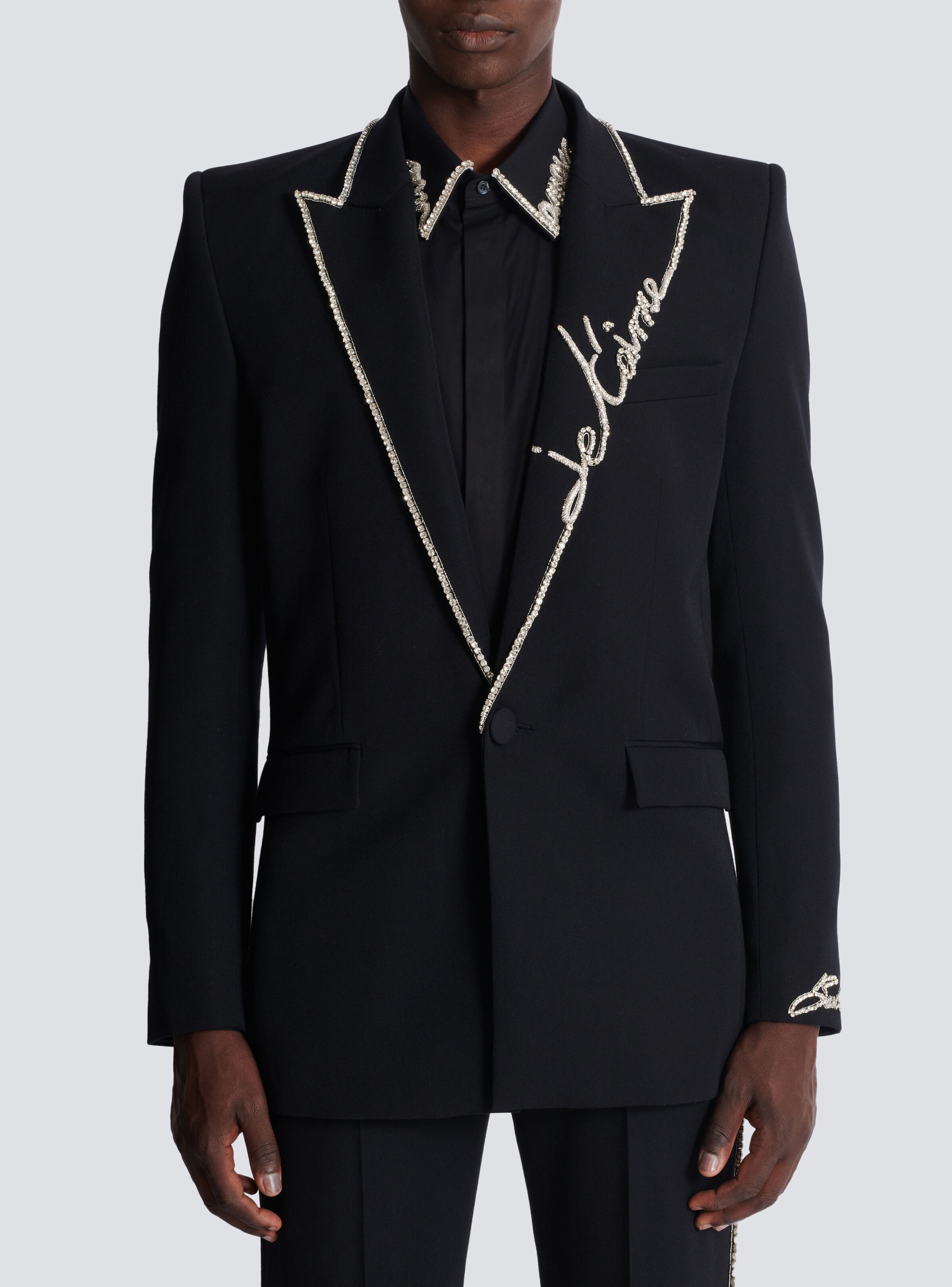 1-button jacket with embroidered "Love Letter" collar - 5