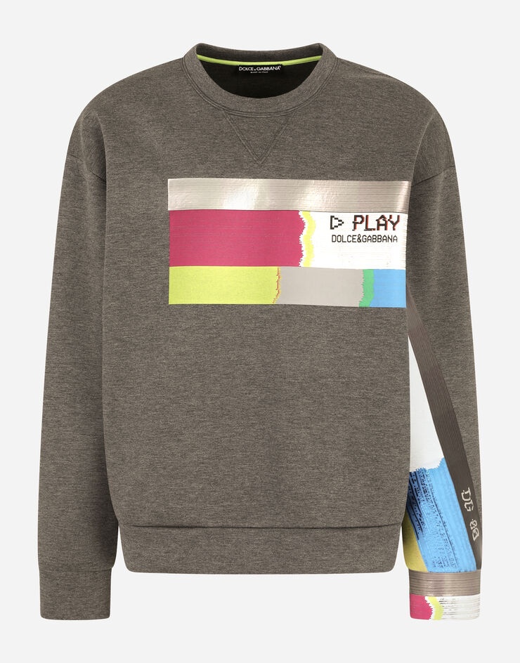 Technical jersey sweatshirt with multi-color glitch print - 3