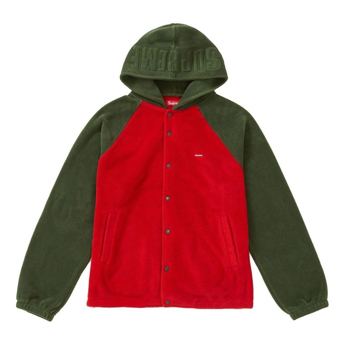 Supreme FW18 Polartec Hooded Raglan Coat 'Red' SUP-FW18-1097 - 1