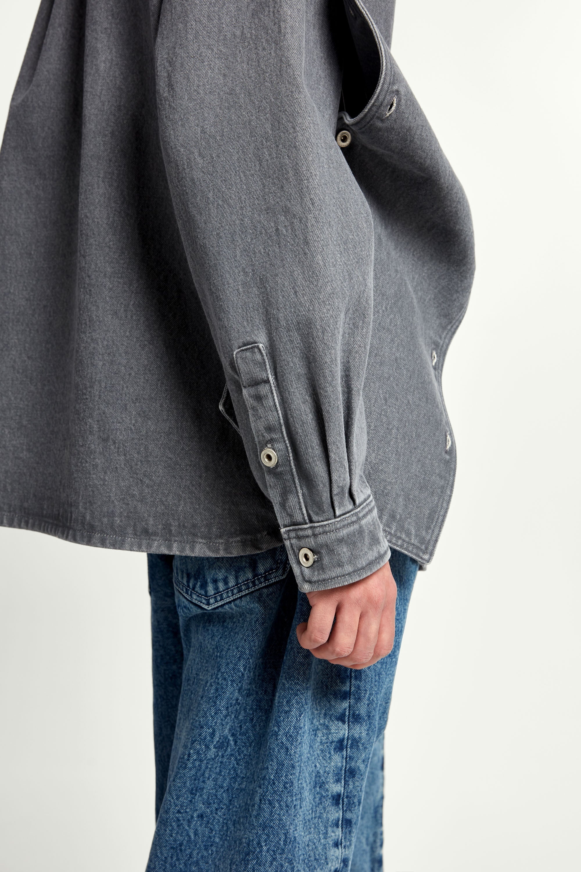 Classic Button Panel Denim Shirt - 10