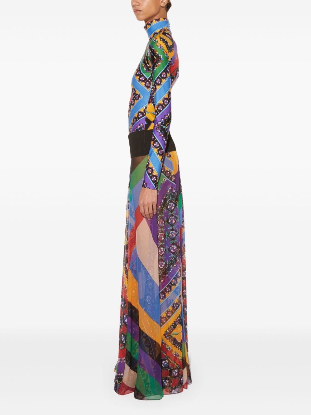 Iride Festa-print silk skirt - 3