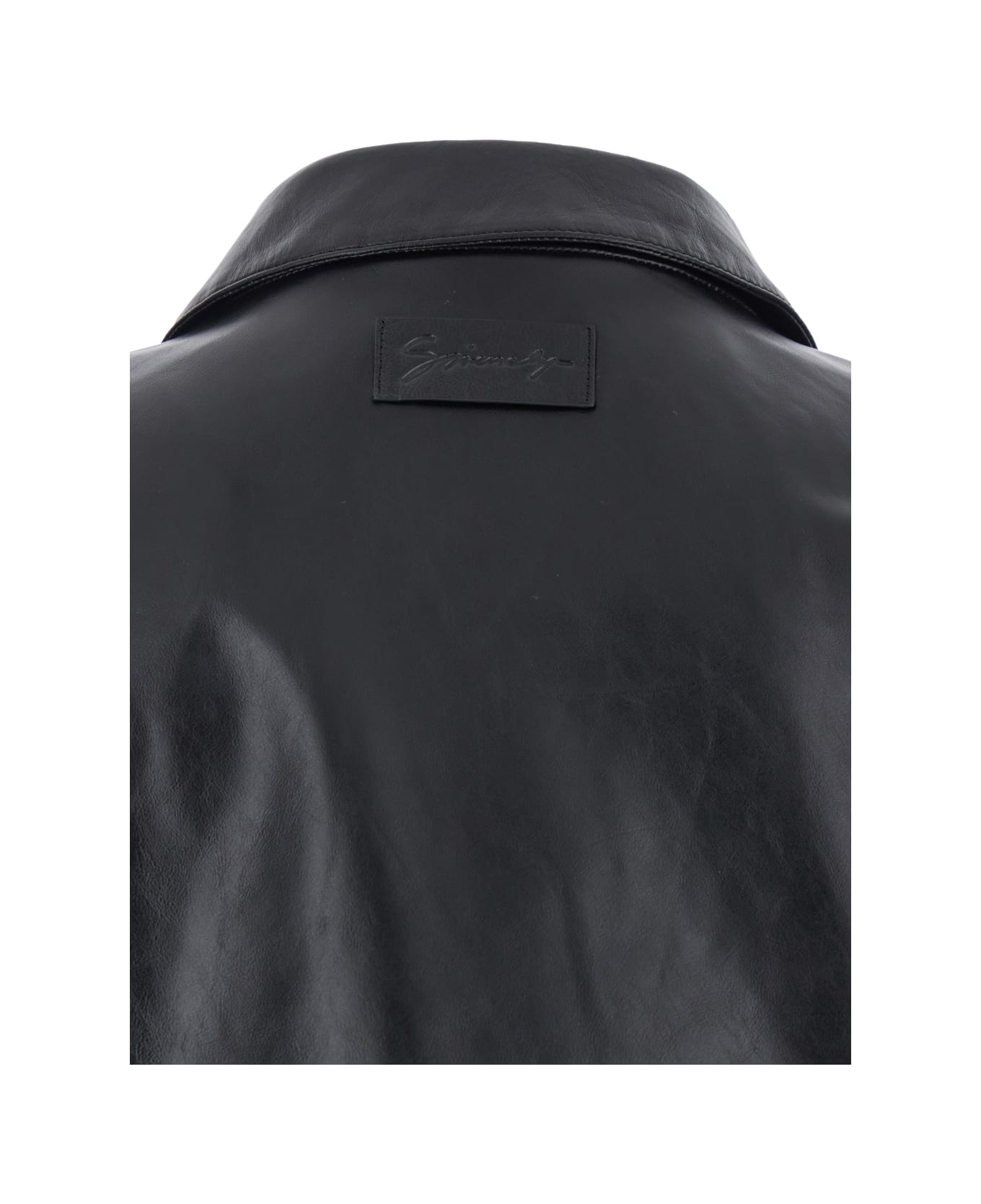 Black Jacket With Logo Patch On The Back In Leather Man - 4