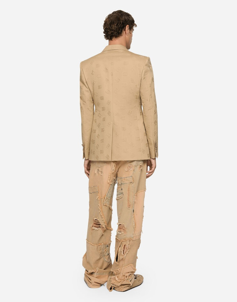 Jacquard DG 세부 사항이있는 맞춤형 더블 브레스트 코튼 재킷 3