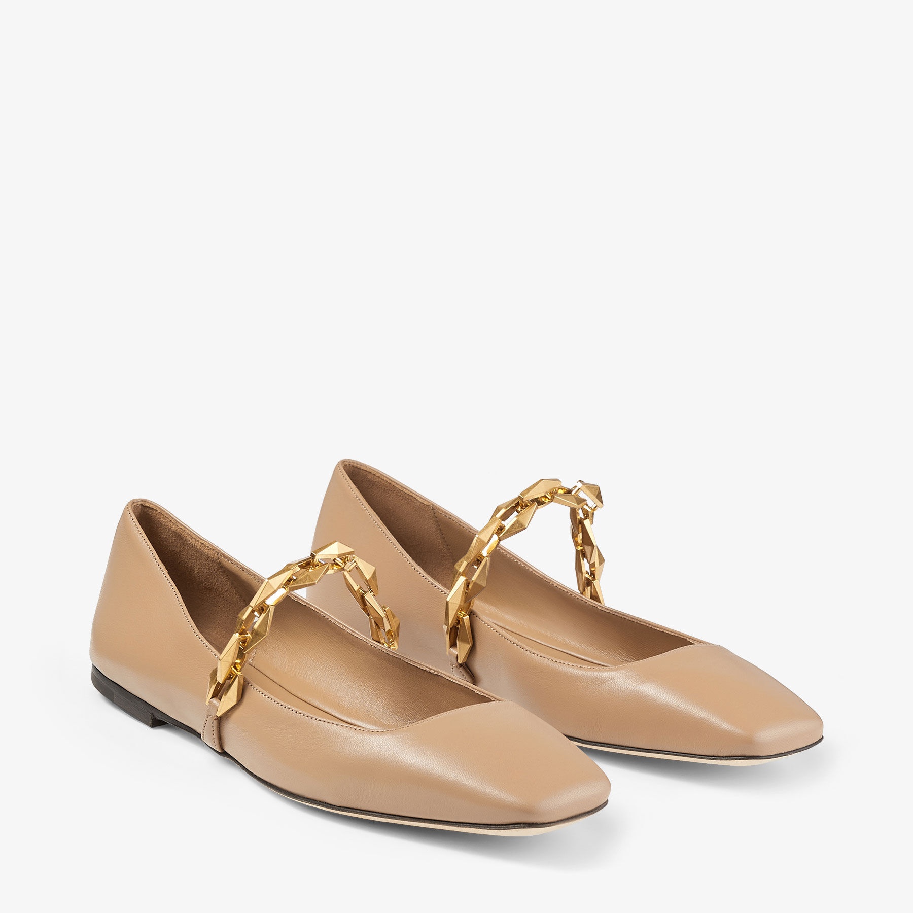 Diamond Tilda Flat
Biscuit Nappa Leather Flats with Diamond Chain - 3