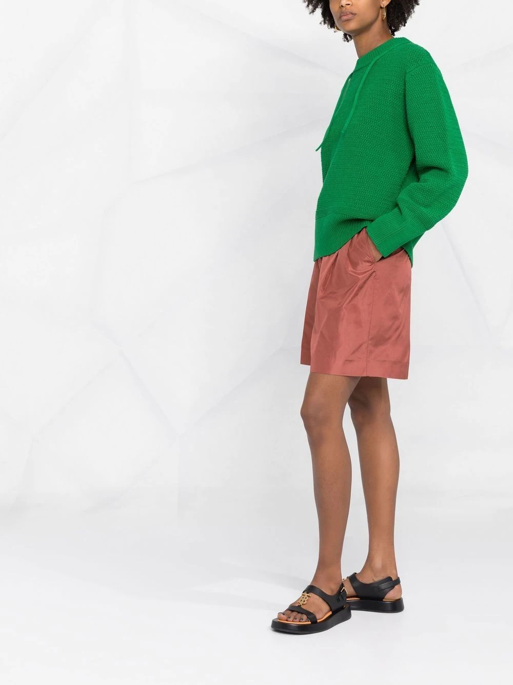 high-waisted silk shorts - 4