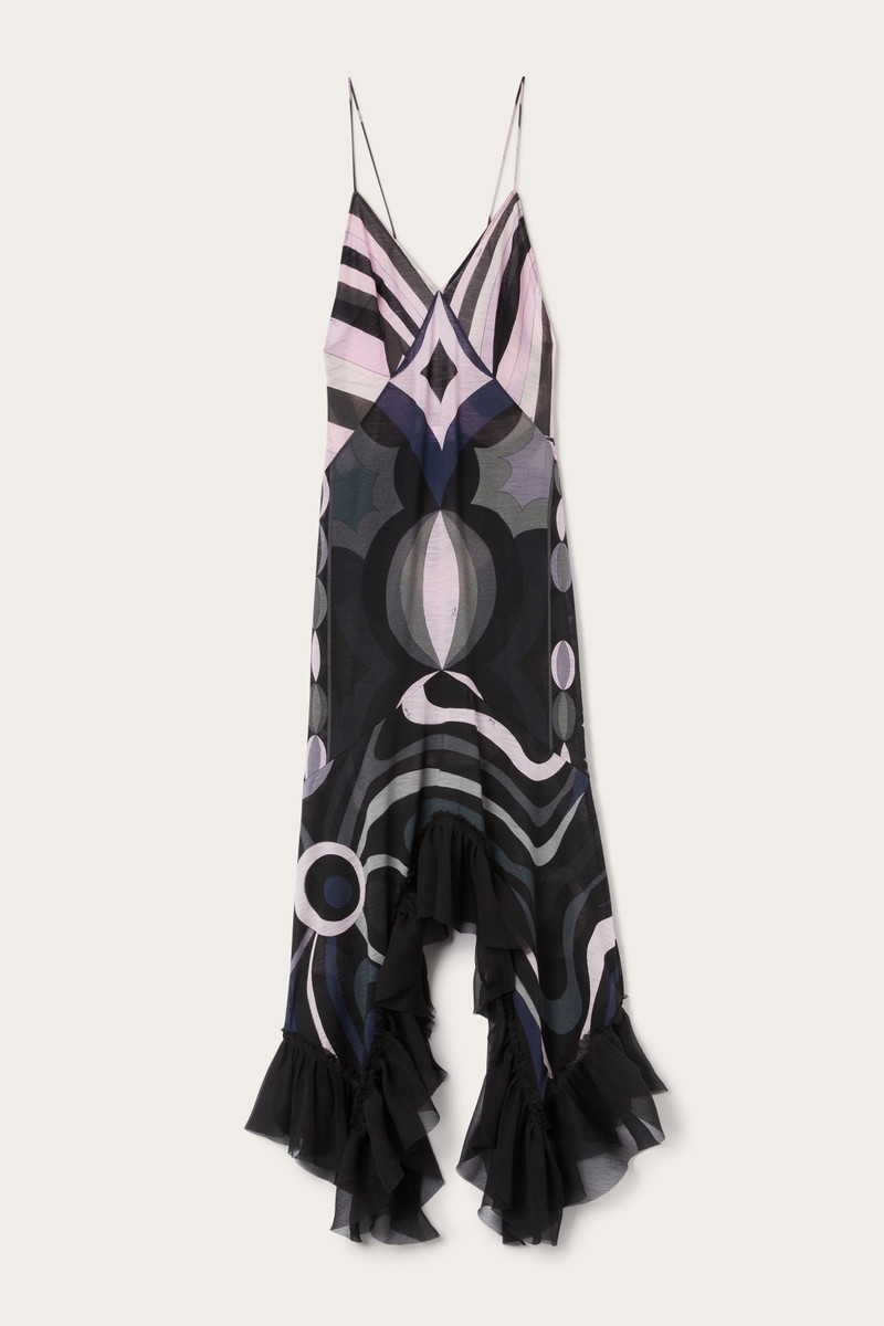 IRIDE PRINT V-NECK DRESS 1