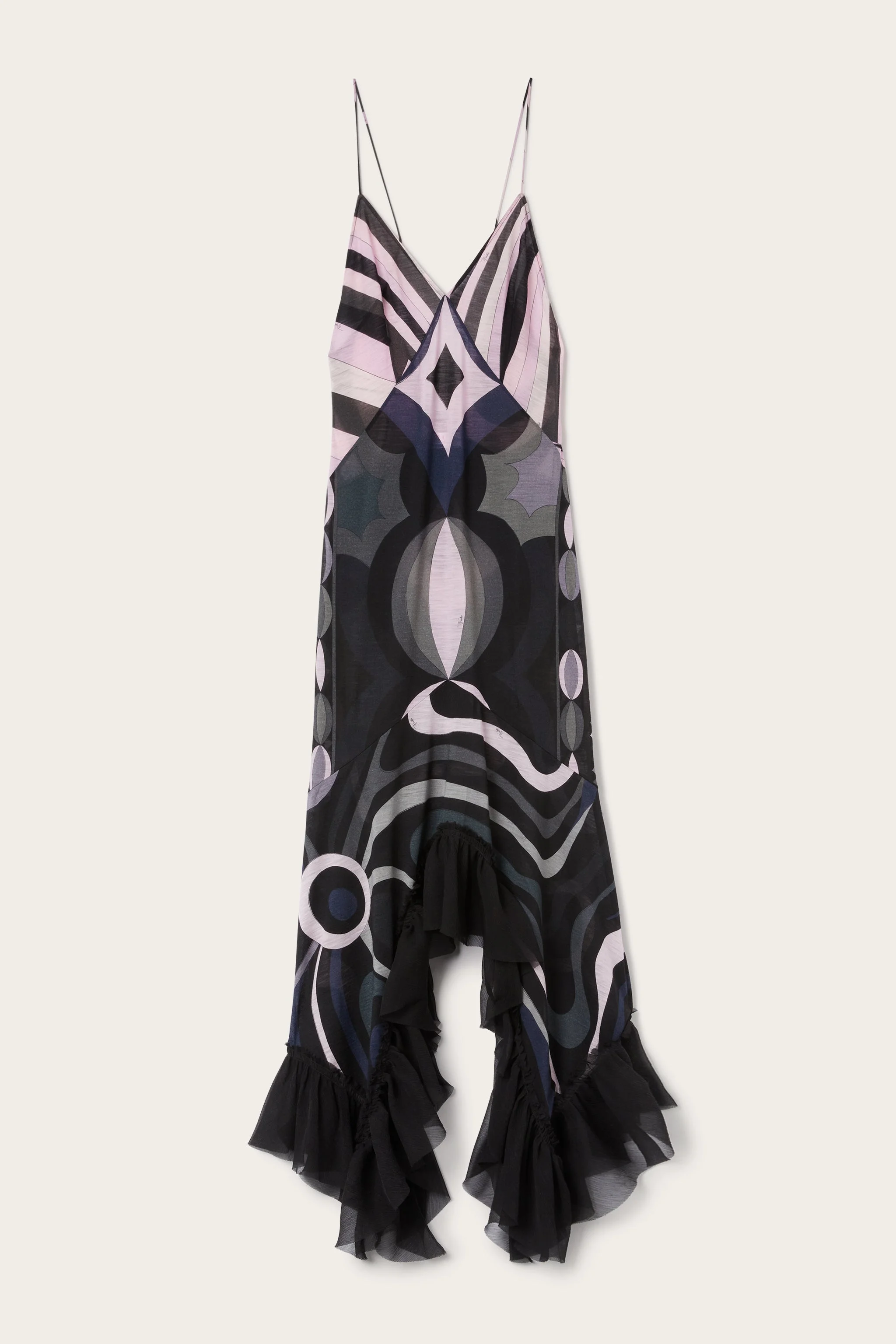 IRIDE PRINT V-NECK DRESS - 1