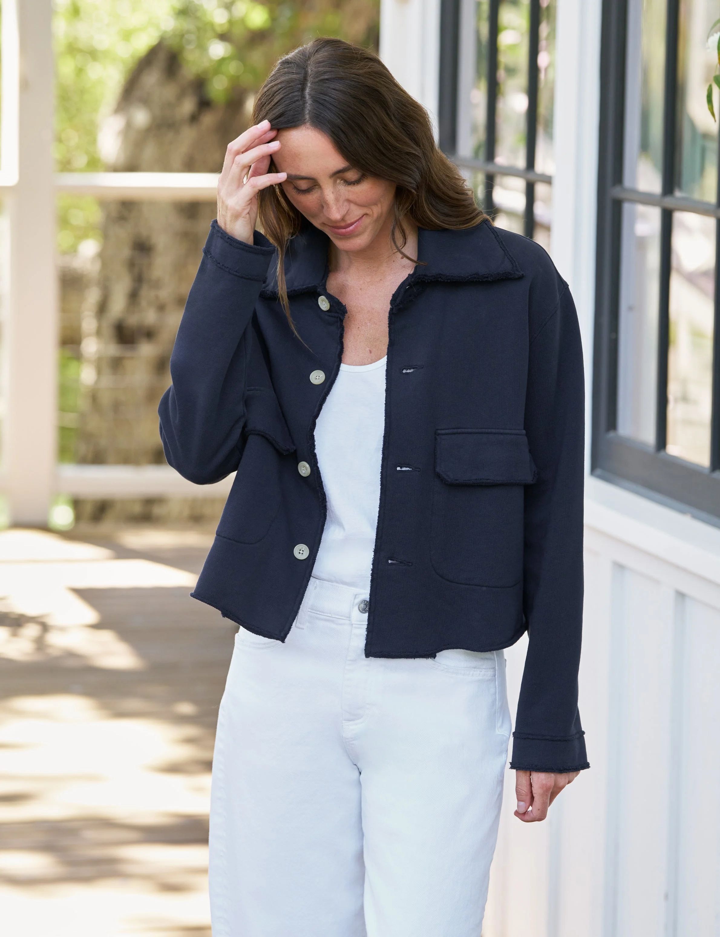 Cropped Sweatshirt Utility Jacket - 1