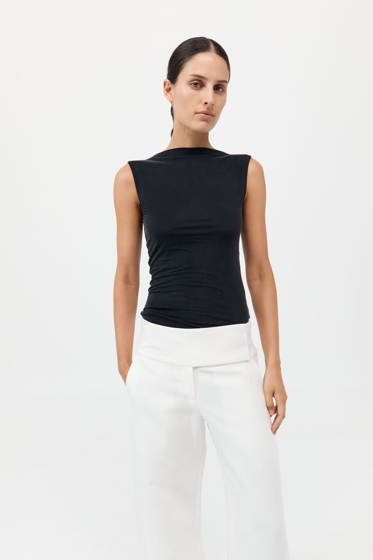 Cupro Jersey Top - Black - 2